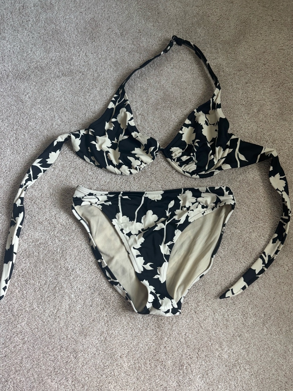 Victoria’s Secret Black & Cream Floral Bikini Set